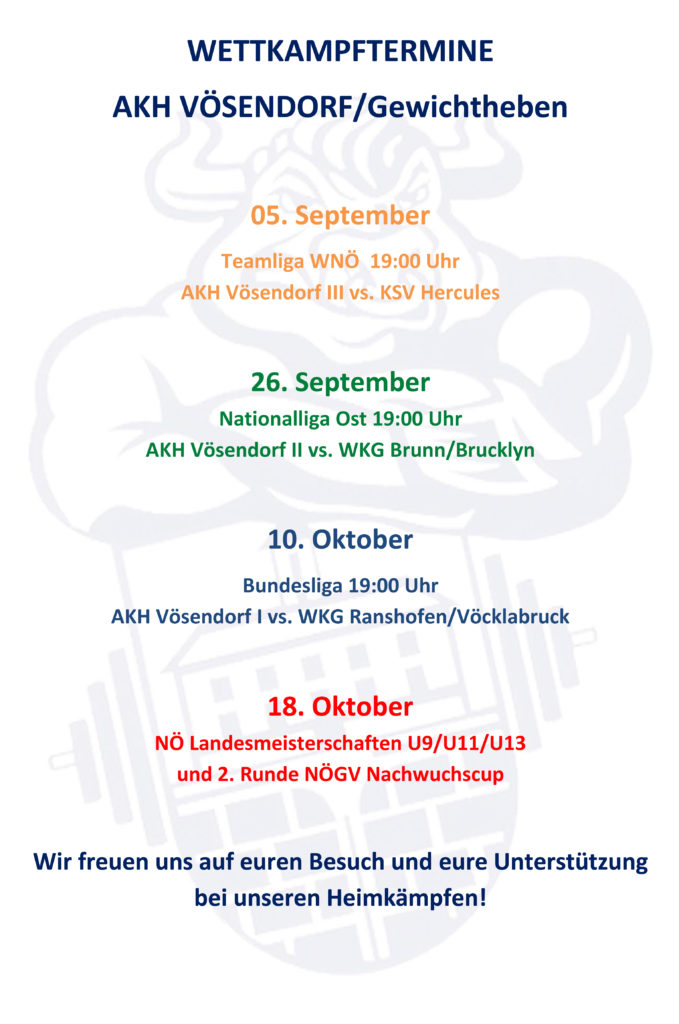 WETTKAMPFTERMINE Herbst 2020